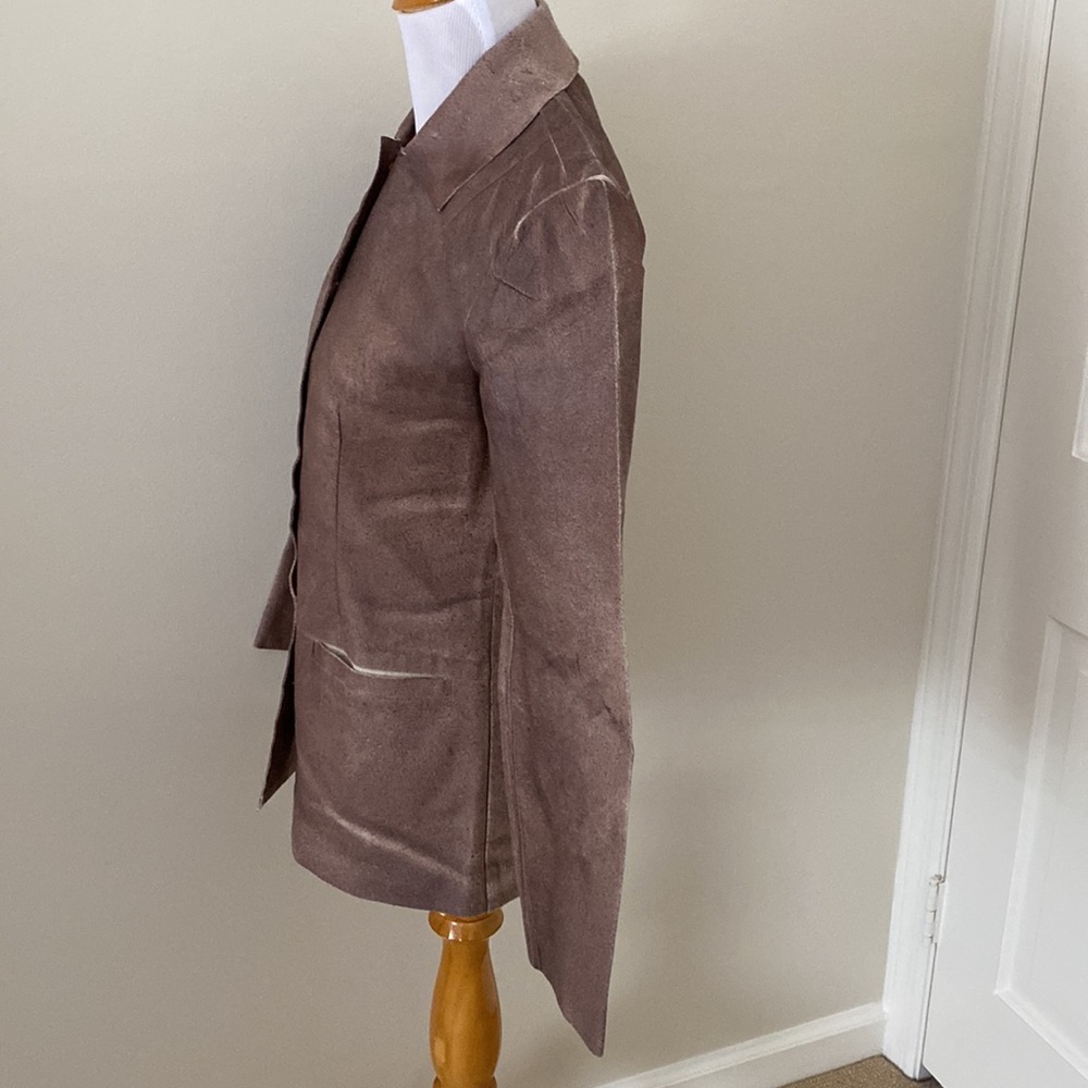 Express Painted Canvas Brown Blazer Jacket Size 0 - Picture 4 of 10